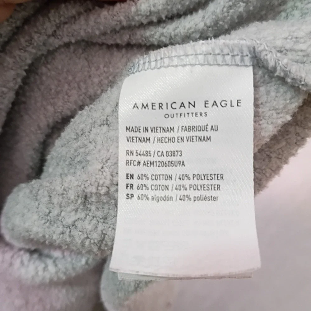 American Eagle Ahh-mazingly Soft Colorblock Raglan Sweatshirt Gray Pink Medium - Picture 12 of 14